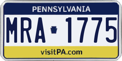 PA license plate MRA1775