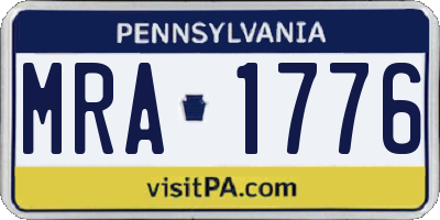 PA license plate MRA1776