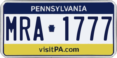 PA license plate MRA1777