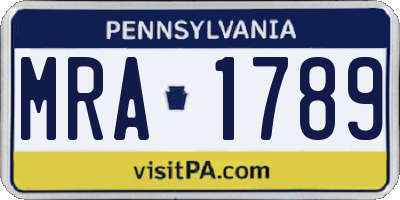 PA license plate MRA1789
