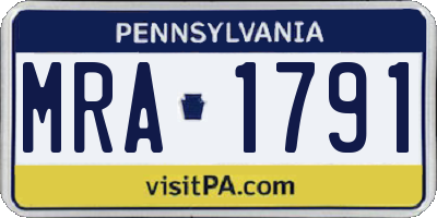 PA license plate MRA1791