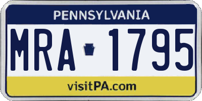 PA license plate MRA1795