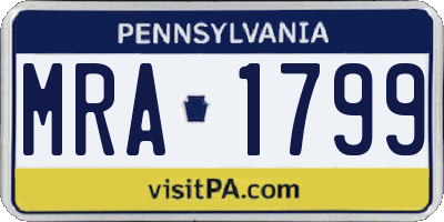 PA license plate MRA1799