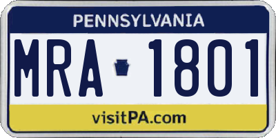 PA license plate MRA1801