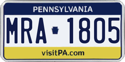 PA license plate MRA1805