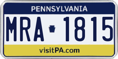 PA license plate MRA1815