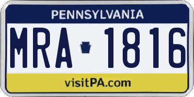 PA license plate MRA1816