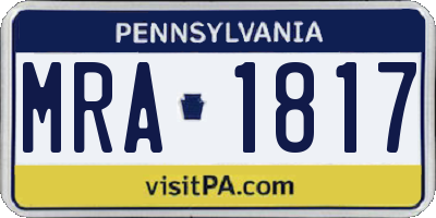 PA license plate MRA1817