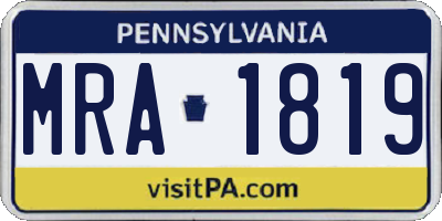 PA license plate MRA1819