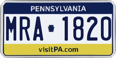 PA license plate MRA1820