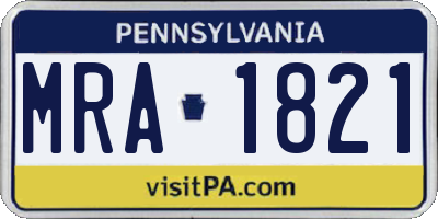 PA license plate MRA1821