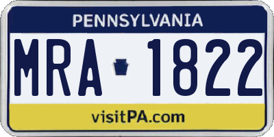 PA license plate MRA1822
