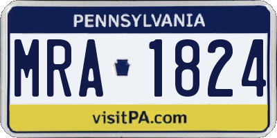 PA license plate MRA1824