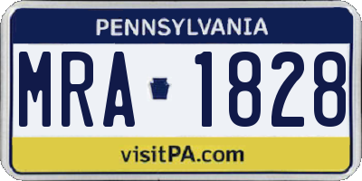 PA license plate MRA1828