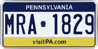PA license plate MRA1829