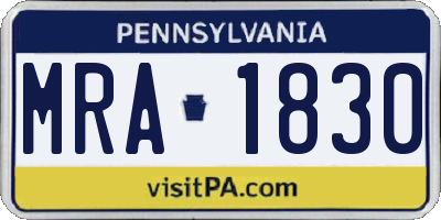 PA license plate MRA1830