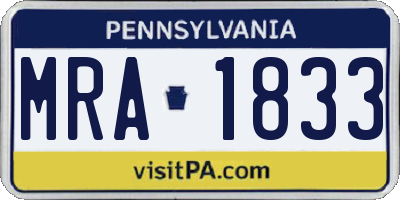 PA license plate MRA1833