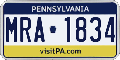 PA license plate MRA1834