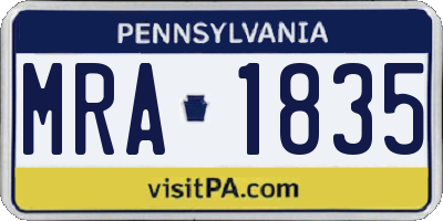 PA license plate MRA1835
