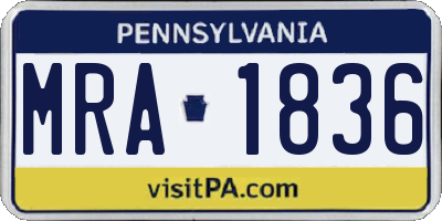 PA license plate MRA1836