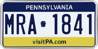 PA license plate MRA1841