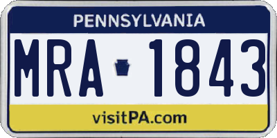 PA license plate MRA1843