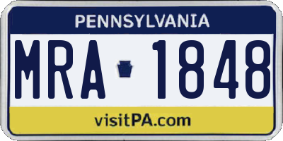 PA license plate MRA1848