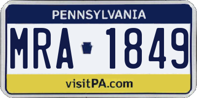 PA license plate MRA1849