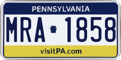 PA license plate MRA1858