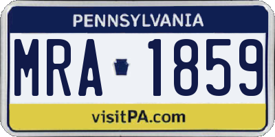 PA license plate MRA1859