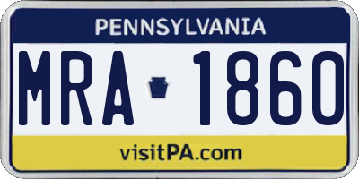 PA license plate MRA1860