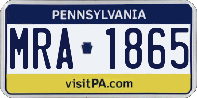 PA license plate MRA1865
