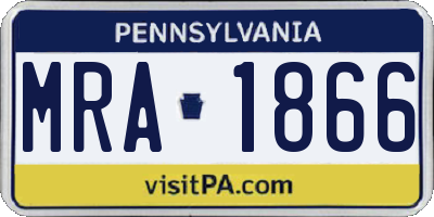 PA license plate MRA1866