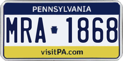 PA license plate MRA1868