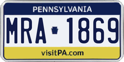 PA license plate MRA1869