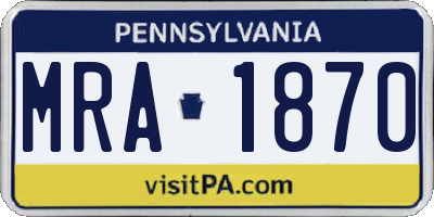 PA license plate MRA1870