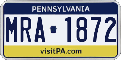 PA license plate MRA1872