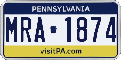 PA license plate MRA1874