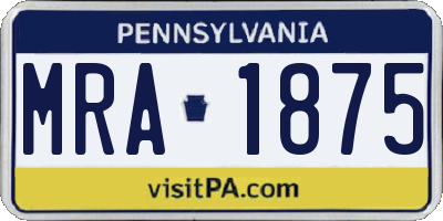 PA license plate MRA1875