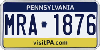 PA license plate MRA1876