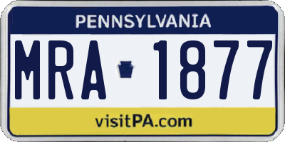 PA license plate MRA1877