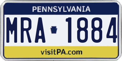 PA license plate MRA1884