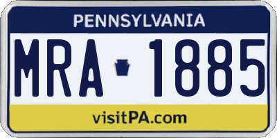 PA license plate MRA1885