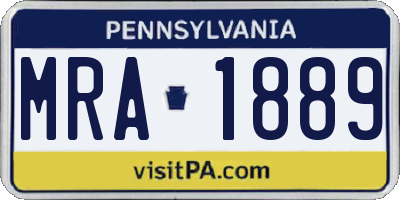 PA license plate MRA1889
