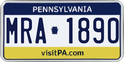 PA license plate MRA1890