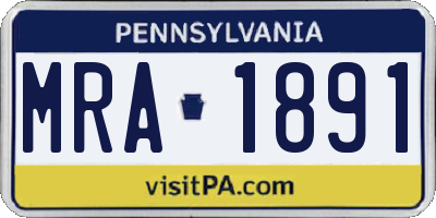 PA license plate MRA1891