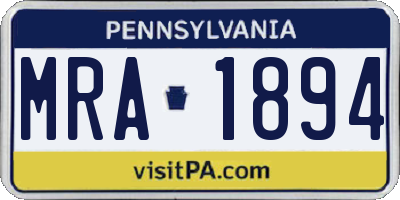 PA license plate MRA1894