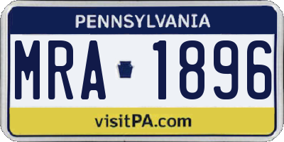 PA license plate MRA1896