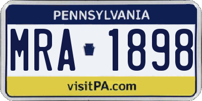PA license plate MRA1898