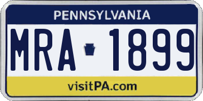 PA license plate MRA1899